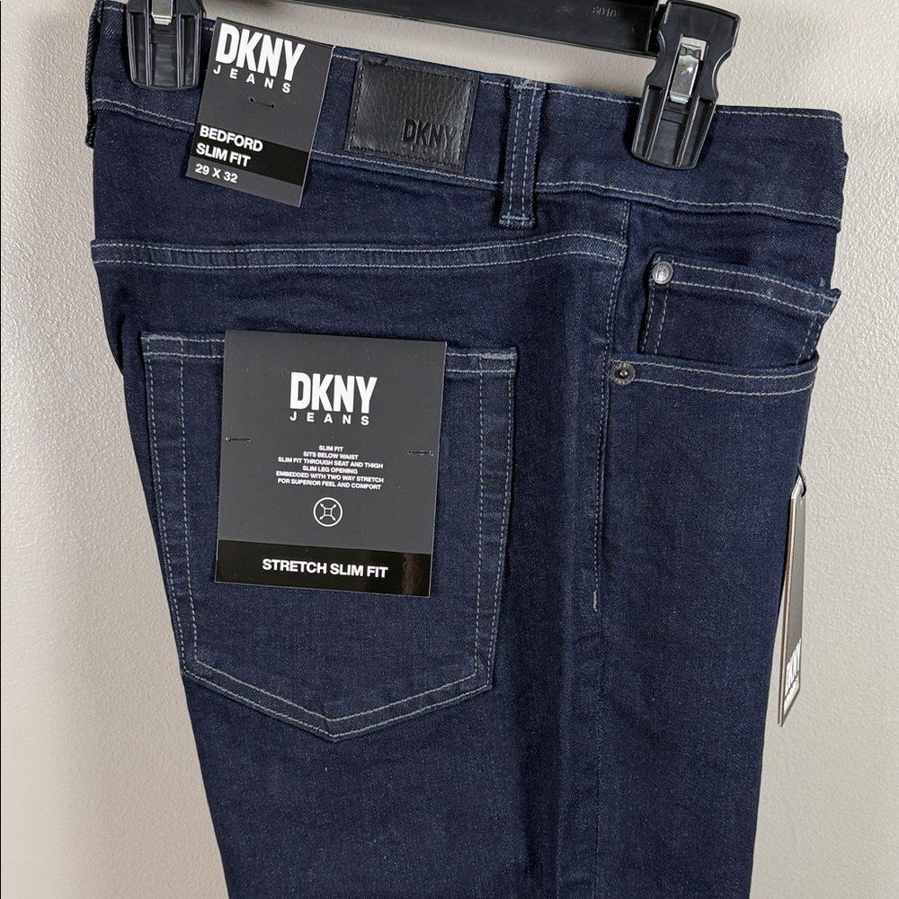 DKNY Men’s Bedford Stretch Slim Fit Jeans in Dark Indigo 29x32